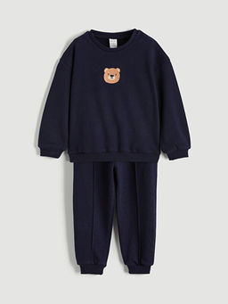 Ay?c?k Nak??l? Erkek Bebek Sweatshirt ve E?ofman Alt?