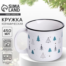 Кружка керамическая, новогодняя «Зимний лес», 450 мл