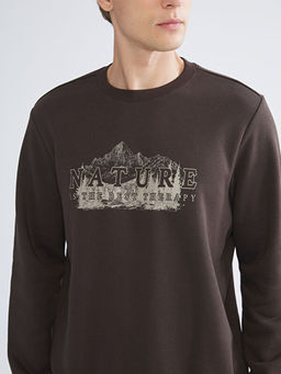 Bisiklet Yaka Bask?l? Erkek Sweatshirt