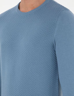 Koyu Mavi Slim Fit Bisiklet Yaka Triko Kazak - Pierre cardin фото 7