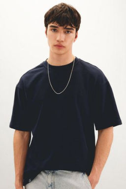 Comfort Regular Fit Rahat Kal?p Bisiklet Yaka Bask?l? K?sa Kollu Tisort