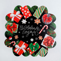 Цена за 5 шт. Коробка для кондитерских изделий с пластиковой крышкой «С Новым годом», 13×13×3 см