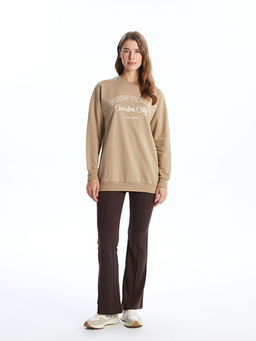 Bisiklet Yaka Bask?l? Kad?n Sweatshirt Tunik