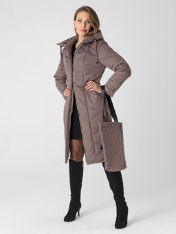 Еврозима! 24310 Пальто дем. бежево-коричневый - Dizzyway фото 3