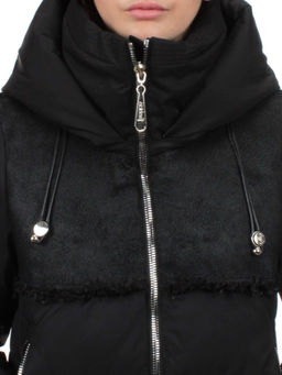 23-636 BLACK Пальто зимнее женское (холлоффайбер 150 гр., искусственная дубленка) - Fashion фото 4