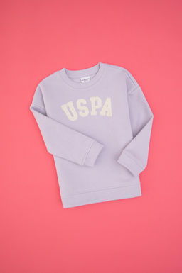 K_z _ocuk Mor Bisiklet Yaka _ardonlu Sweatshirt