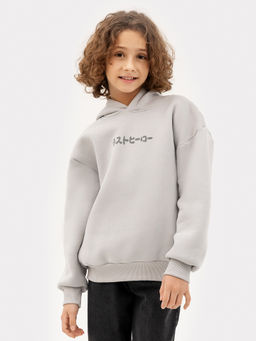 Анорак для мальчиков светло-серый с печатью