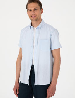 Рубашка Pierre Cardin Regular Fit светло-голубая из льняной смеси