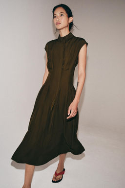 VESTIDO MIDI LAZADAS ZW COLLECTION / Khaki - Zara фото 4