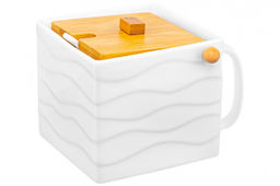 Банка д/сыпучих продуктов с бамбуковой крышкой 1000 мл 16,5*15*12 см Айсберг волны + ложка