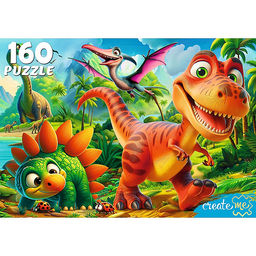 Пазлы 160 "Дружные динозавры"