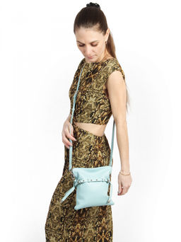 LACCOMA сумка АЛ3020-6-голубой натуральная кожа хлопок фото 8