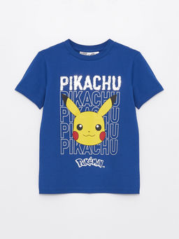 Bisiklet Yaka Pikachu Bask?l? K?sa Kollu Erkek ?ocuk Ti??rt