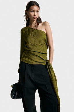 Blusa de un hombro en tejido jacquard - H&m фото 2