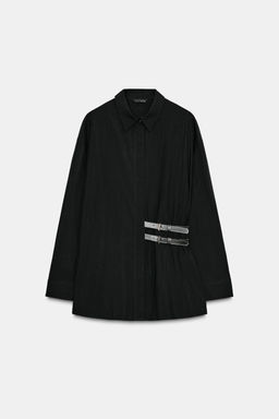 POPLIN SHIRT WITH TABS - Zara фото 7