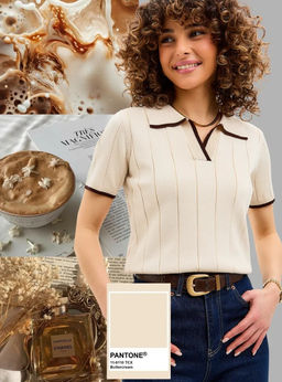 K13360 Джемпер-поло (вязаный трикотаж) БЕЖЕВЫЙ