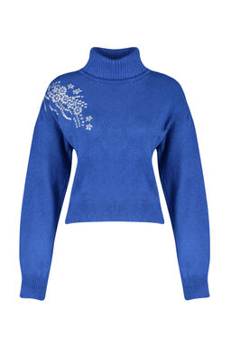 Siyah Yumusak Dokulu Tas Detayl? Bal?kc? Yaka Triko Kazak TWOAW24KZ00188 - Trendyolmilla фото 21