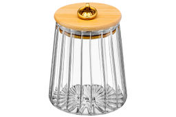 Банка стеклянная 650 мл 10*10*13 см с деревянной крышкой с силиконовым уплотнителем