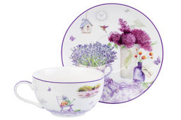 Чашка для капучино + блюдце 350 мл 14*11*6 см Лаванда NEW BONE CHINA - Elan gallery фото 5