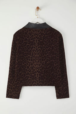 TRENDYOLMILLA Kahverengi Regular Leopar Desenli Ince Ceket Mont TWOSS25MO00023  фото 6