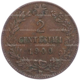 Монета 2 чентезимо 1900 года Италия