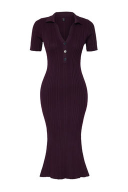 TRENDYOLMILLA Lacivert Maxi Triko Polo Yaka Elbise TWOSS24EL00282 фото 19