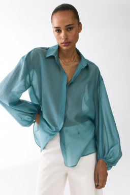Blusa en mezcla de lino - H&m фото 6