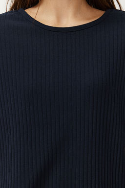 Trendyolmilla Lacivert Slogan Bask?l? Lastik Detayl? Fitilli T-shirt-Pantolon Orme Pijama THMSS21PT1016  фото 14