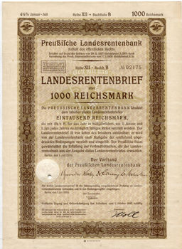 Облигация 4,5% 1000 рейхсмарок 1939 года Германия