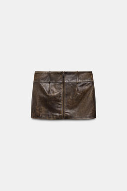 FALDA CORTA PIEL 100% ZW COLLECTION LIMITED EDITION / Marr?n - Zara фото 8