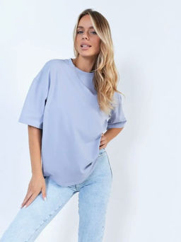 K11053 Футболка OVER SIZE (плотный хлопок) ГОЛУБОЙ