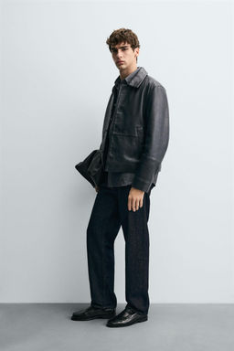 BOXY FIT LEATHER JACKET - Zara фото 4