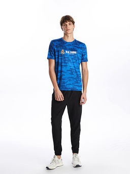 Bisiklet Yaka K?sa Kollu Real Madrid Bask?l? Erkek Taraftar Ti??rt