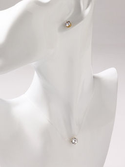 Гарнитур 2 предмета: кулон, серьги На леске классика, цвет белый в золоте, 30 см