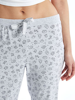 Beli Lastikli Bask?l? Kad?n Jogger Pijama Alt?