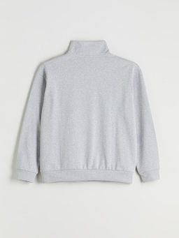 Dik Yaka Bask?l? Erkek Sweatshirt