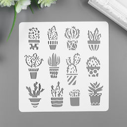 Пластиковый трафарет для творчества «Комнатные растения», шаблон, 15×15 см
