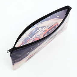 Косметичка-пенал на молнии, с рисунком Авто, серая - Simaland фото 3