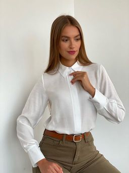 2435 Рубашка с супатной застежкой белая - Martichelli фото 5