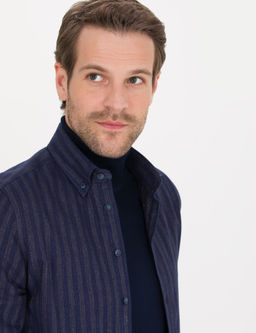 Lacivert Slim Fit Uzun Kollu G_mlek