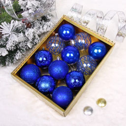 Новогодние шары "Волшебство ночи" 8 см (набор 12 шт), Синий