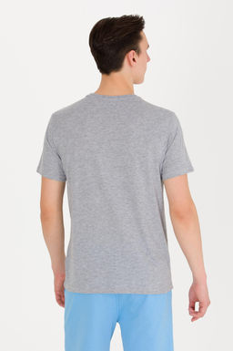 U. S. Polo Assn Мужская серая меланжевая базовая футболка с круглым вырезом - U.s. polo assn фото 5