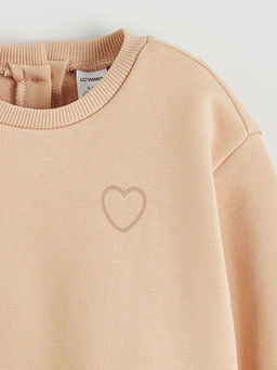 Bisiklet Yaka ?i?ekli K?z ?ocuk Kal?n Sweatshirt