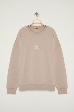 TRENDYOL MAN Tas Oversize/Genis Kesim Bisiklet Yaka Nak?s Detayl? Buyuk Beden Sweatshirt TMNAW25AO00014 - Trendyolmilla фото 4