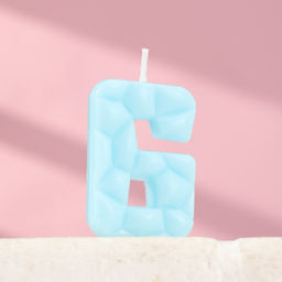 Цена за 2 шт. Свеча для торта «Цифра 6», голубая