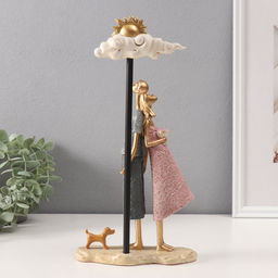 Фигурка полистоун Пара с тучкой и солнцем, розово-голубой, 6?16?30 см