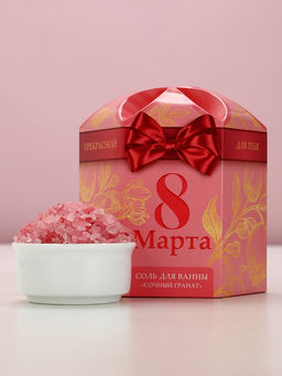 Соль для ванны 8 Марта, 300 г, аромат сочного граната, Чистое счастье фото 2