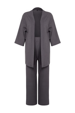 Fume Relaxed/Rahat Kesim Orme Kimona Pantolon Alt-Ust Tak?m TWOSS24AU00091