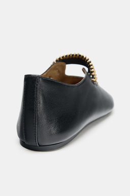 LEATHER BALLET FLATS WITH METAL STRAP - Zara фото 6