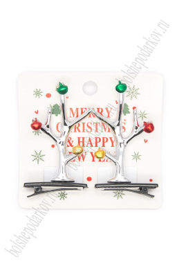 Новогодние заколки Рожки (1 пара) SF-7562, серебро №9 - Больше подарков фото 2